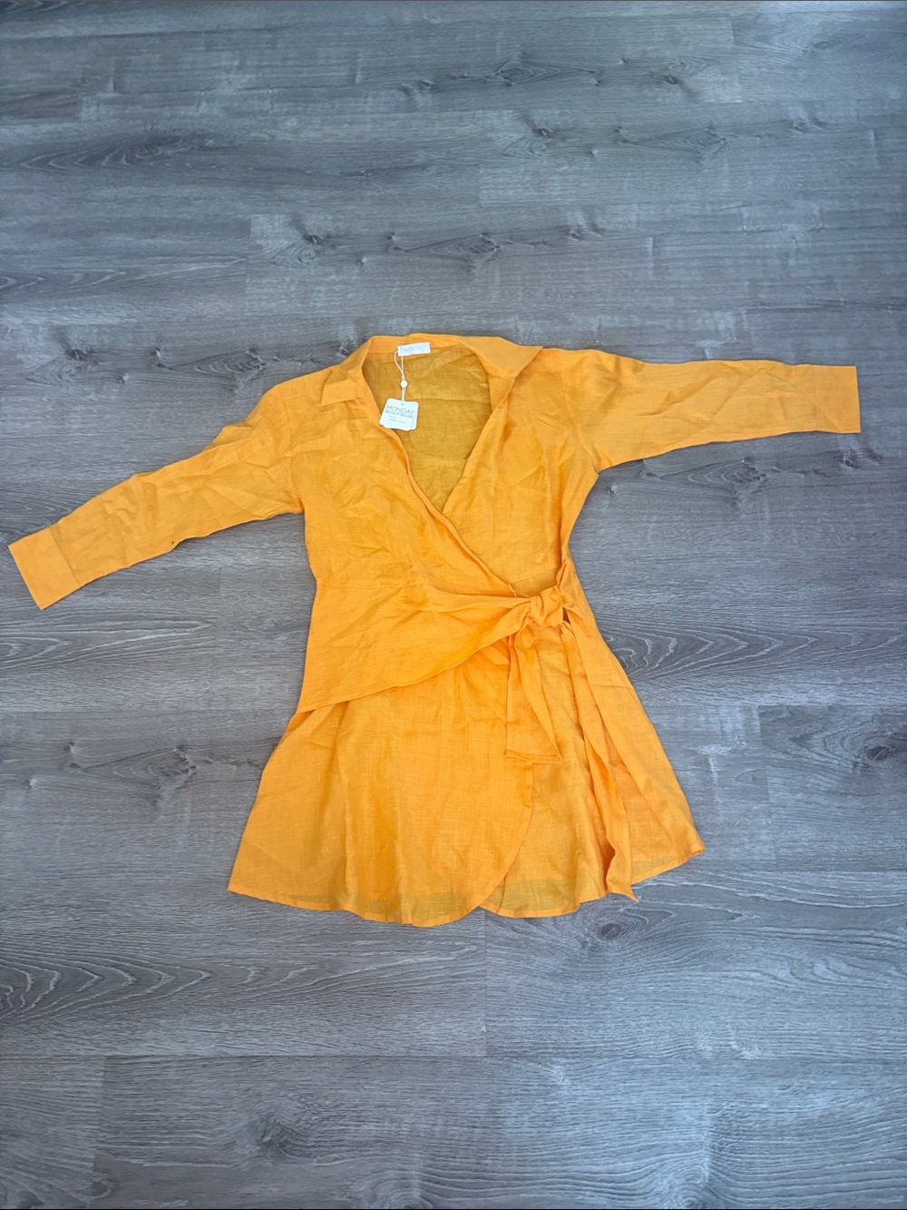 Monday Swimwear Bright Orange Linen Button-Front Coverup